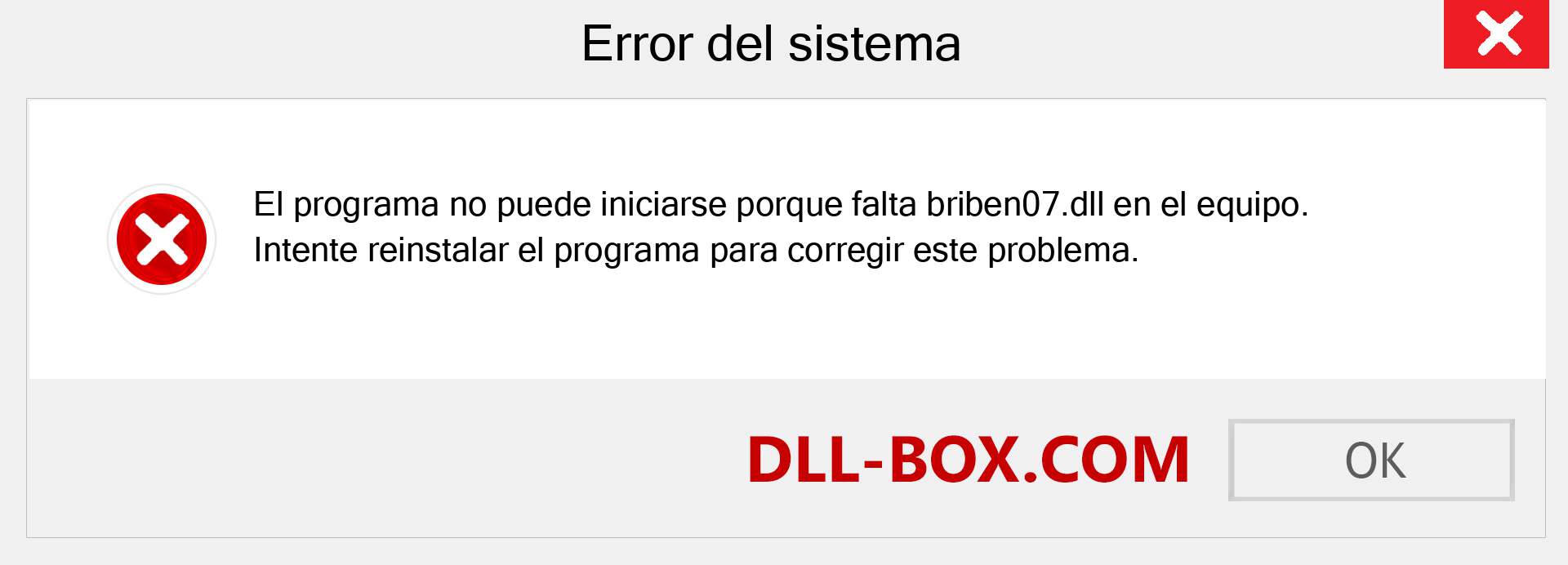 ¿Falta el archivo briben07.dll ?. Descargar para Windows 7, 8, 10 - Corregir briben07 dll Missing Error en Windows, fotos, imágenes